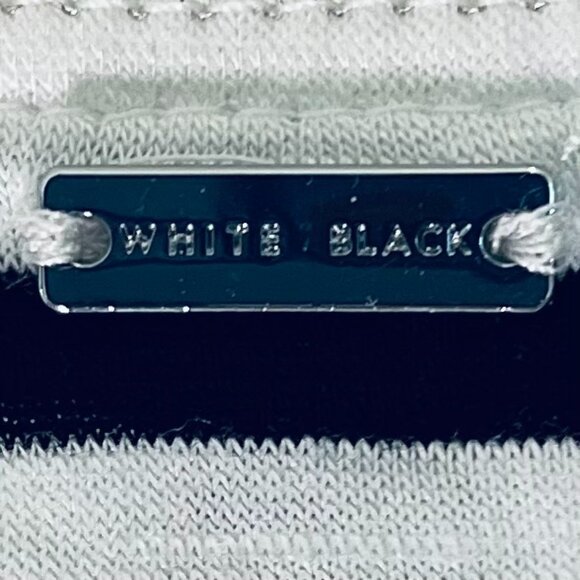 White House Black Market V-neck short sleeve striped tee in Black/White (M) - Picture 9 of 10